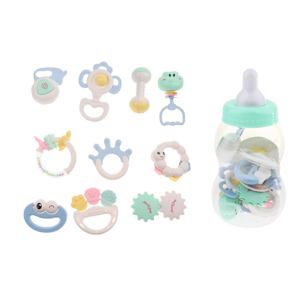 Baby Teether Hand Bells Educational Rattles 10pcs bottle package