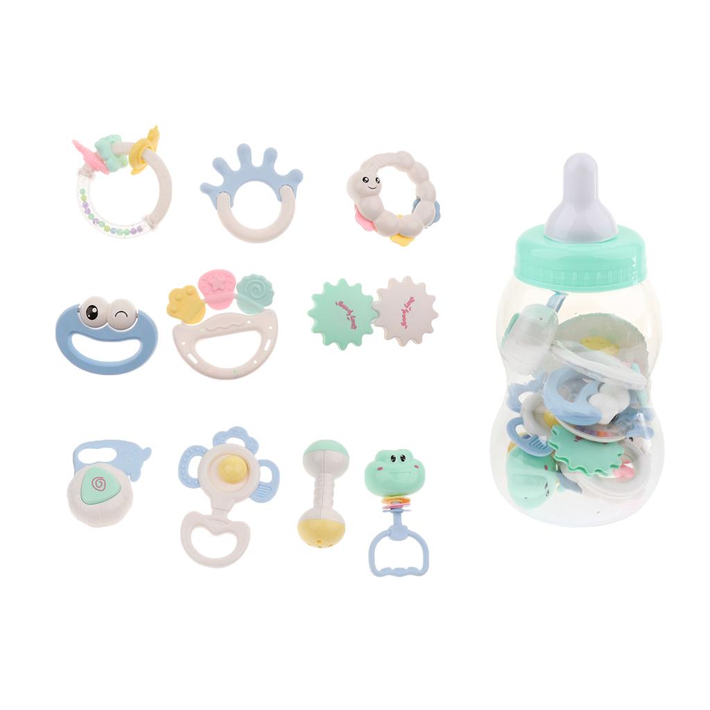 Baby Teether Hand Bells Educational Rattles 10pcs bottle package