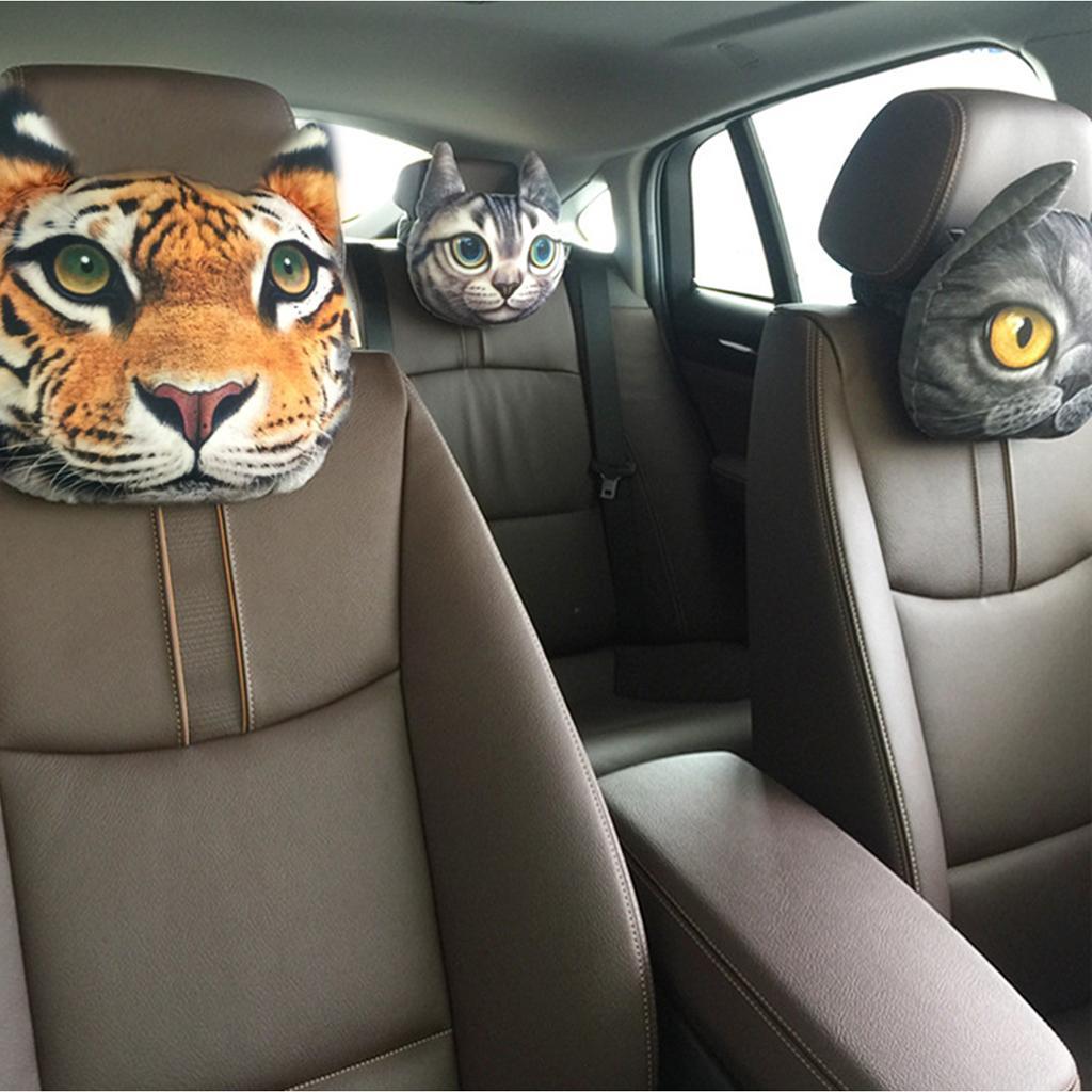 Car Seat Neck Pillow Cartoon Animal Pillow with Charcoal Bag Tiger