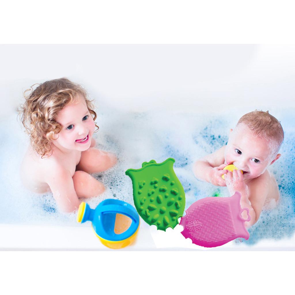 Silicone Baby Bath Brushes Newborn Shower Skin Massage Cleaning Tools Green