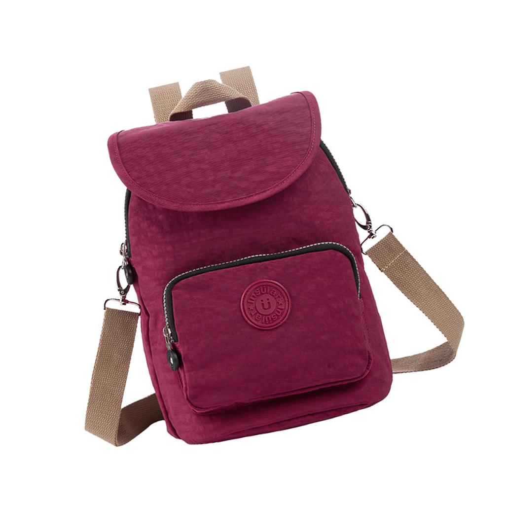 Double Shoulder Light Mummy Bag Multifunctional Baby Bag  Wine red