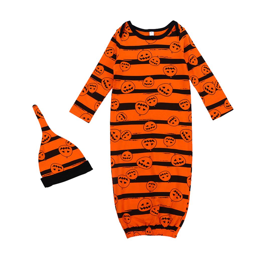 Baby Sleep Halloween Blanket Striped Print Sleeping Bag+Hats 2pcs 0-6Month