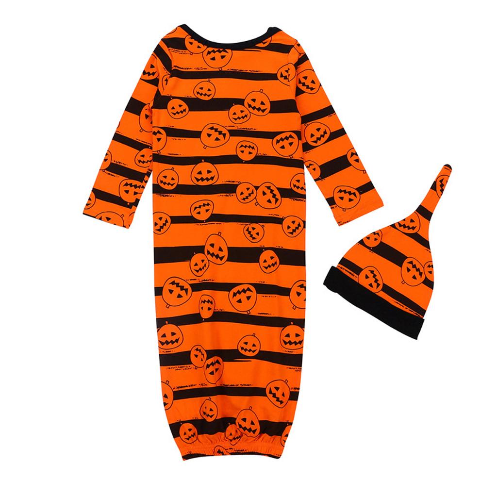 Baby Sleep Halloween Blanket Striped Print Sleeping Bag+Hats 2pcs 0-6Month