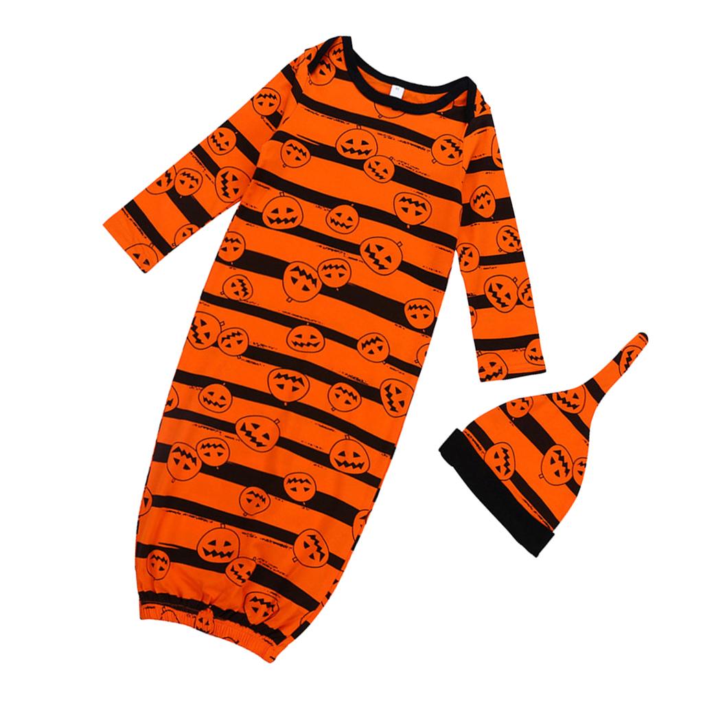 Baby Sleep Halloween Blanket Striped Print Sleeping Bag+Hats 2pcs 0-6Month