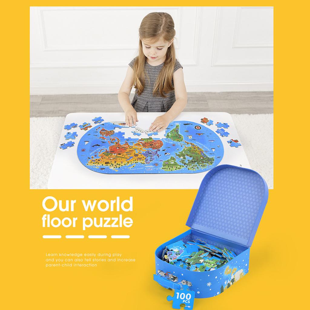 100Pcs Kids Cognitive Educational Puzzle Toy Human Geography World Map