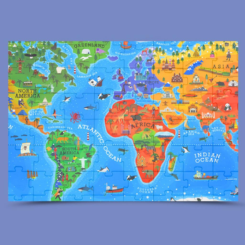 100Pcs Kids Cognitive Educational Puzzle Toy Human Geography World Map