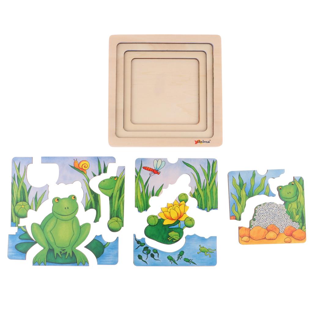 Wooden Kids Puzzle Toys Education Learning Jigswas Toys Gifts Frog