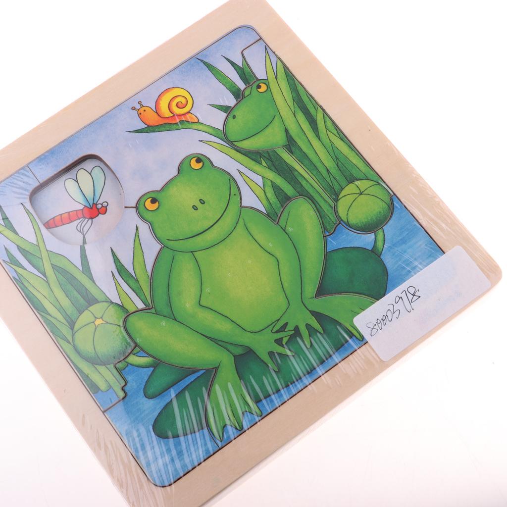 Wooden Kids Puzzle Toys Education Learning Jigswas Toys Gifts Frog