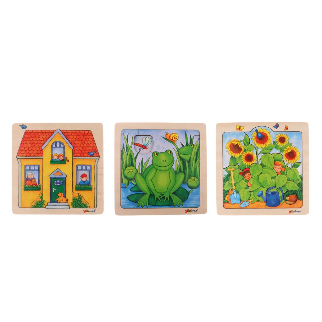 Wooden Kids Puzzle Toys Education Learning Jigswas Toys Gifts Frog