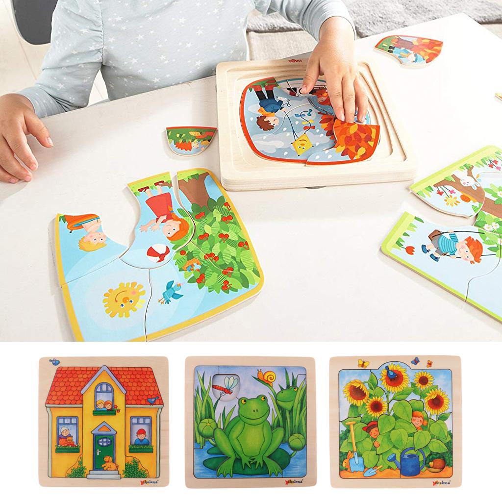 Wooden Kids Puzzle Toys Education Learning Jigswas Toys Gifts Frog