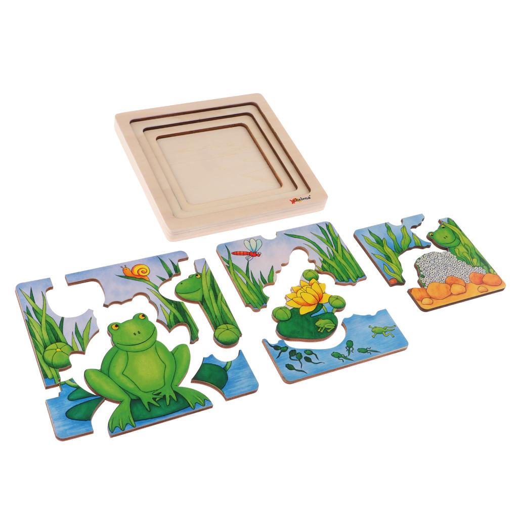 Wooden Kids Puzzle Toys Education Learning Jigswas Toys Gifts Frog