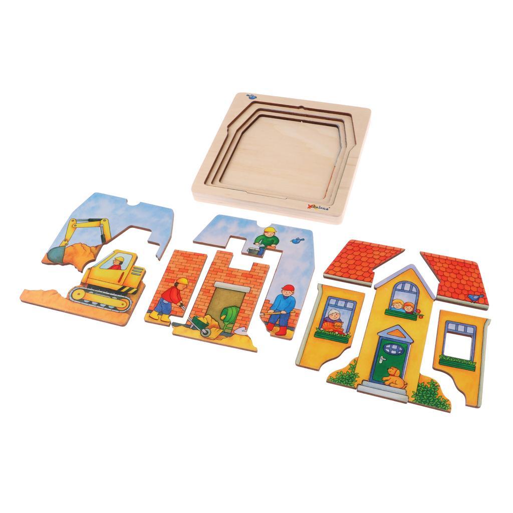 Wooden Kids Puzzle Toys Education Learning Jigswas Toys Gifts House