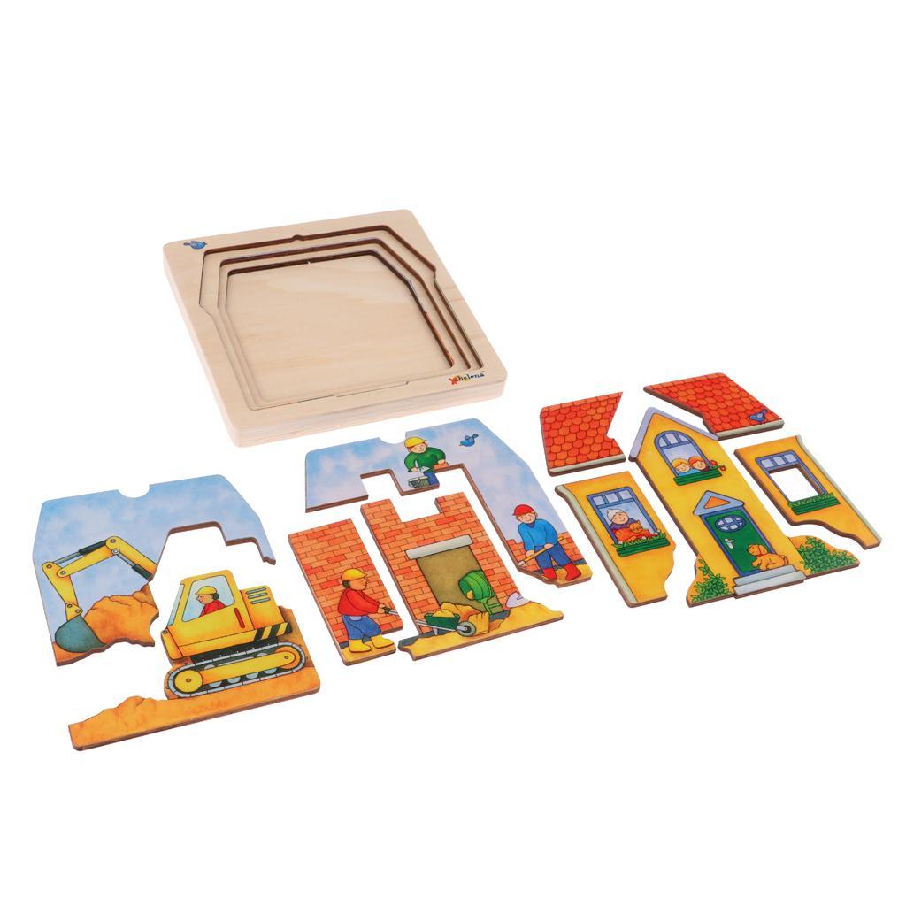 Wooden Kids Puzzle Toys Education Learning Jigswas Toys Gifts House