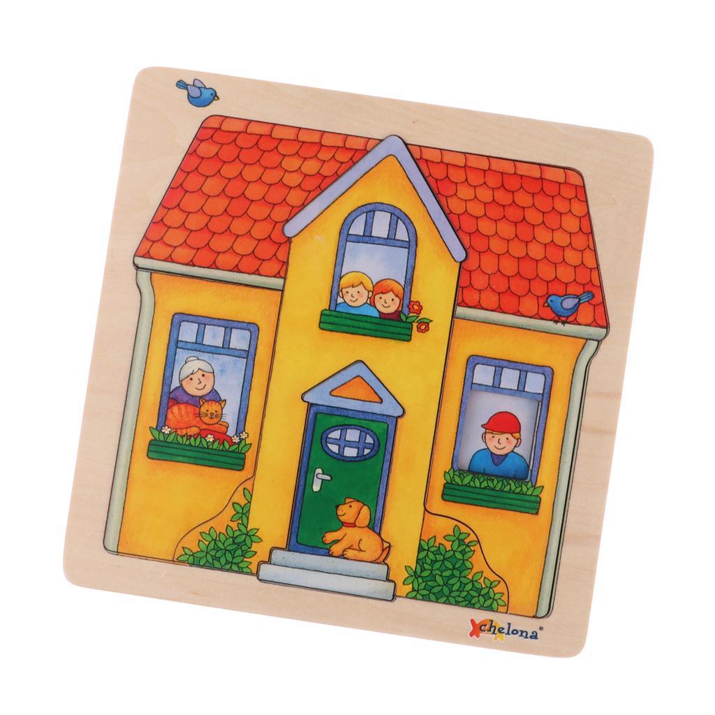 Wooden Kids Puzzle Toys Education Learning Jigswas Toys Gifts House