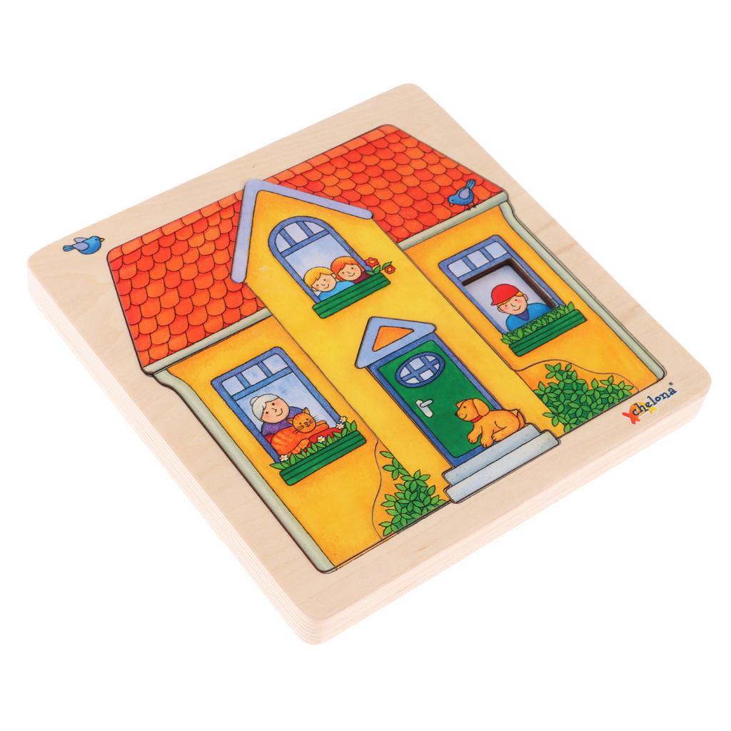 Wooden Kids Puzzle Toys Education Learning Jigswas Toys Gifts House