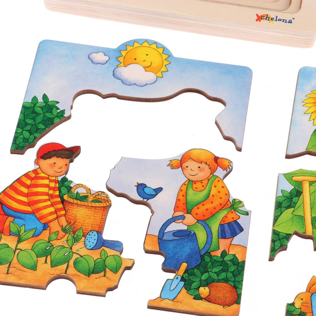 Wooden Kids Puzzle Toys Education Learning Jigswas Toys Gifts Sunflower