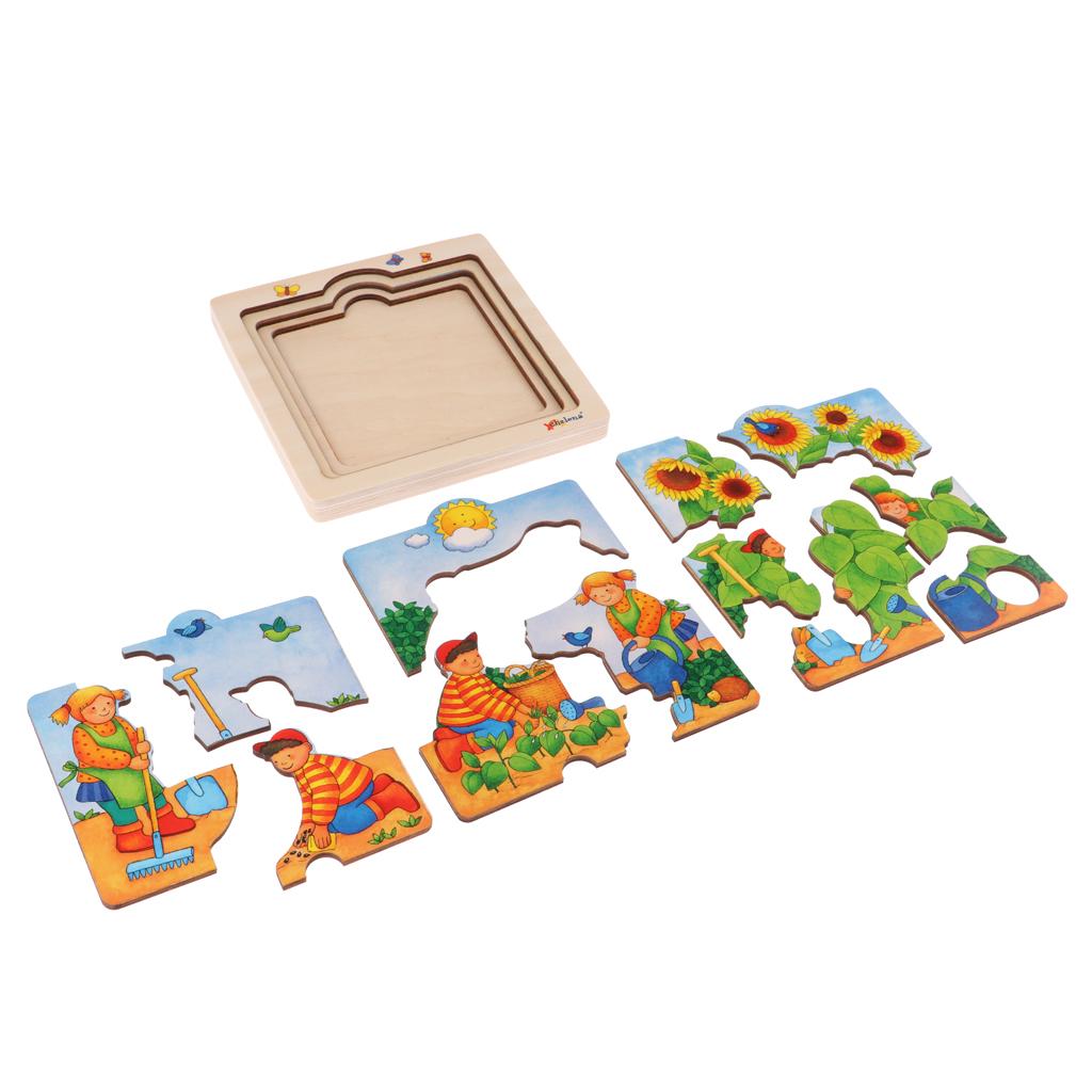 Wooden Kids Puzzle Toys Education Learning Jigswas Toys Gifts Sunflower