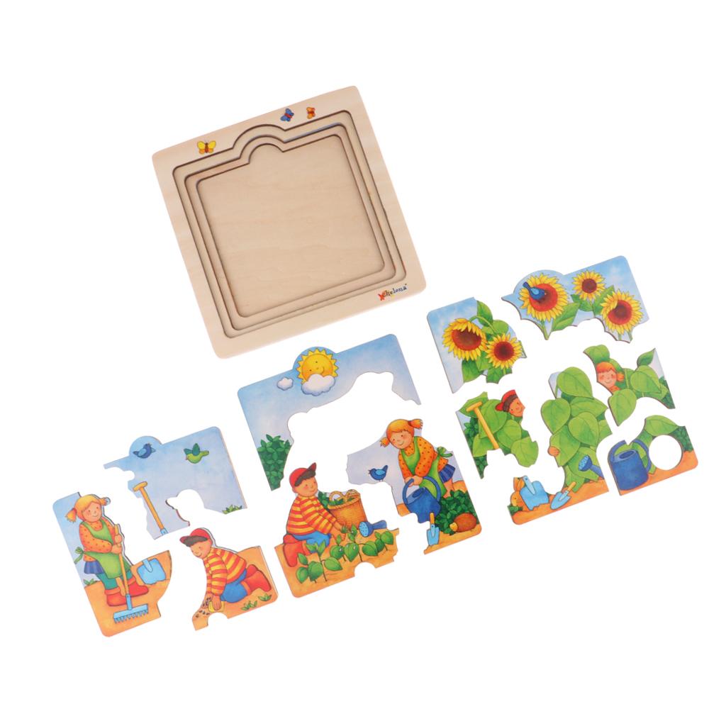 Wooden Kids Puzzle Toys Education Learning Jigswas Toys Gifts Sunflower