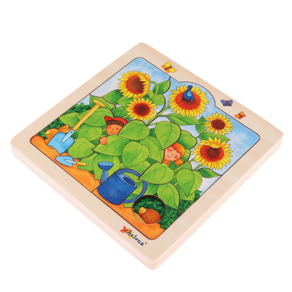 Wooden Kids Puzzle Toys Education Learning Jigswas Toys Gifts Sunflower