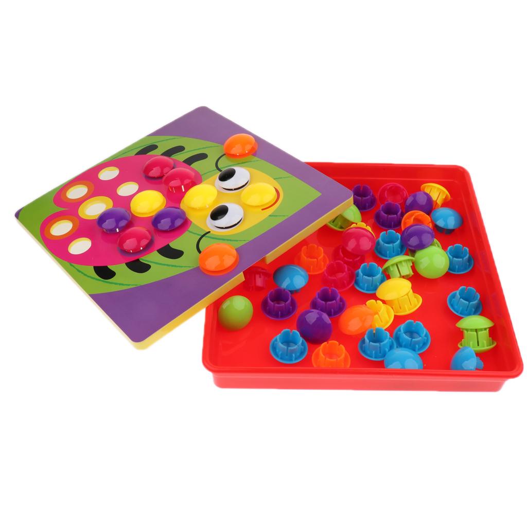 Kids Baby Button Art Color Matching Mosaic Pegboard Puzzles Early Learning Toys
