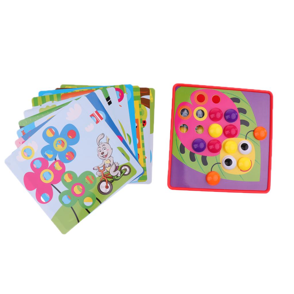 Kids Baby Button Art Color Matching Mosaic Pegboard Puzzles Early Learning Toys