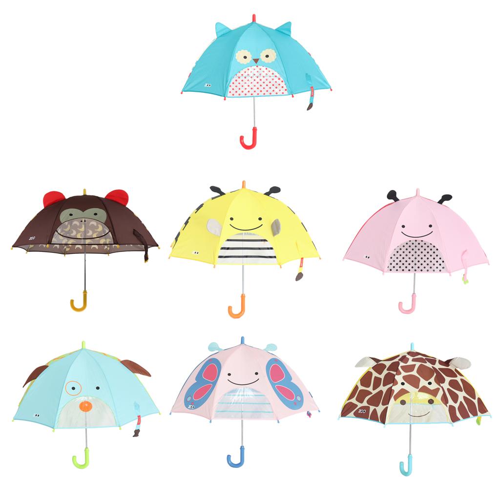 Cute Cartoon Animal Kids Automatic Umbrella Windproof Portable Owl