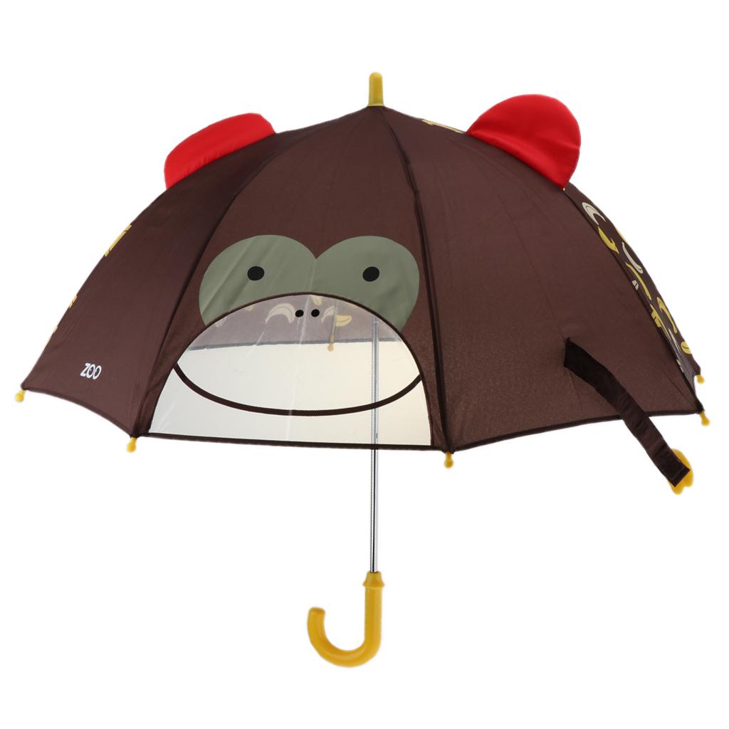 Cute Cartoon Animal Kids Automatic Umbrella Windproof Portable Monkey