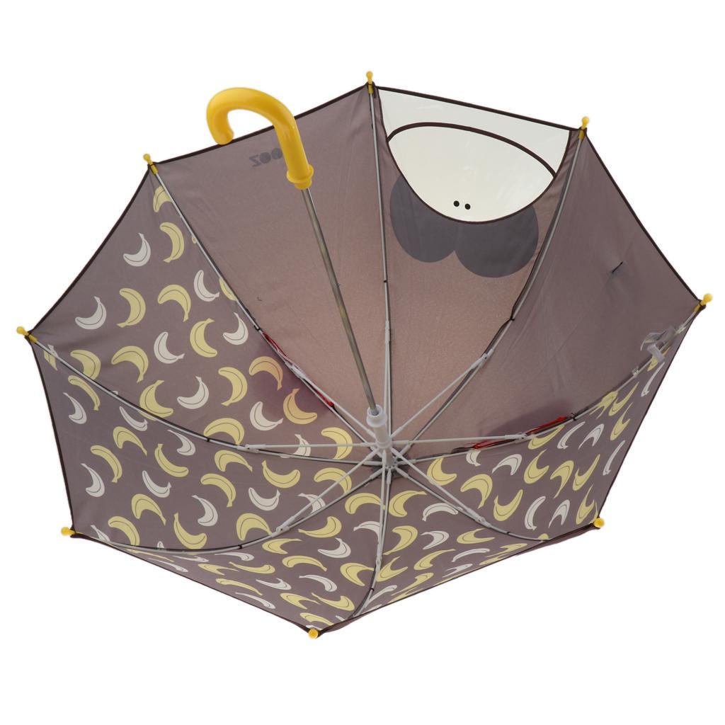 Cute Cartoon Animal Kids Automatic Umbrella Windproof Portable Monkey