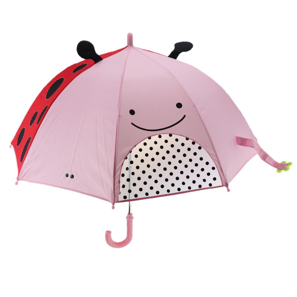 Cute Cartoon Animal Kids Automatic Umbrella Windproof Portable Beetle