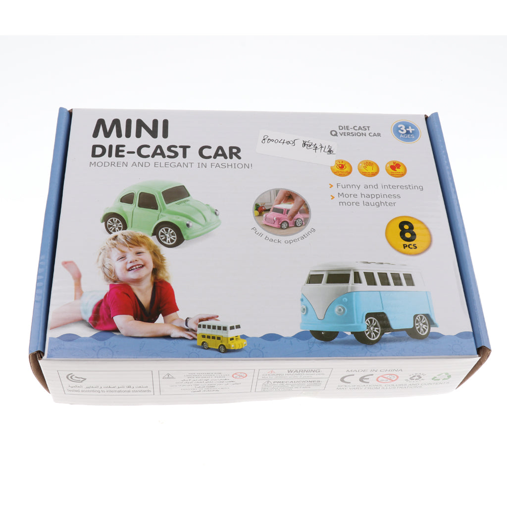 8 Pieces Mini Interactive Toy Pull Back Car Sets for Kids Children Style - 2