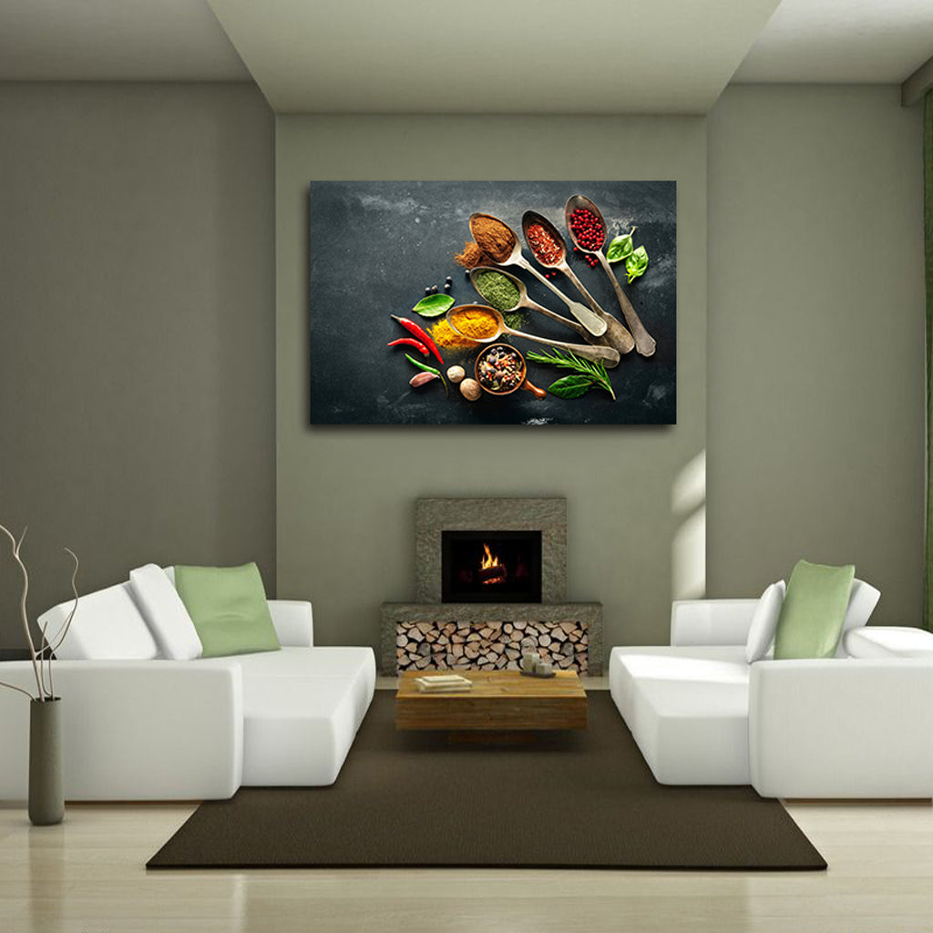 Spices and Spoon Canvas Painting Kitchen Cooking Picture Wall Decor M