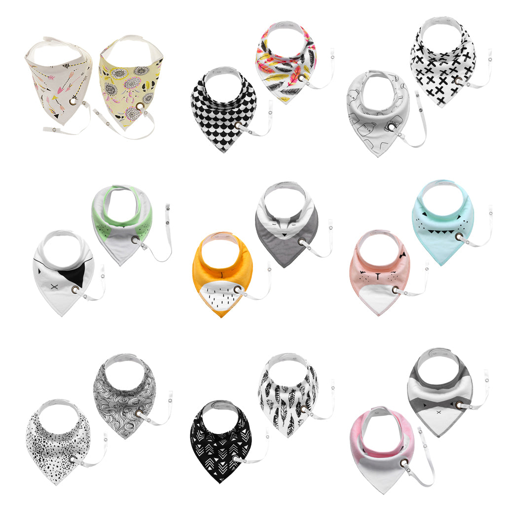 Baby Triangle Bandana Bib Saliva Towel Head Scarf & Pacifier Clip Style1