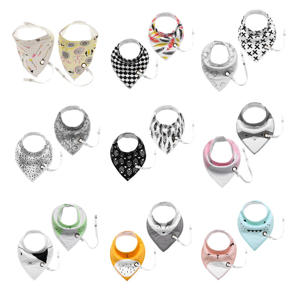 Baby Triangle Bandana Bib Saliva Towel Head Scarf & Pacifier Clip Style1