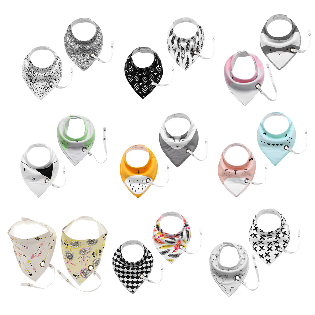 Baby Triangle Bandana Bib Saliva Towel Head Scarf & Pacifier Clip Style1