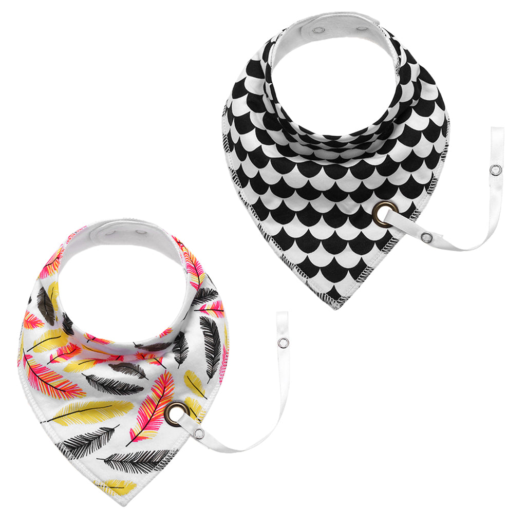 Baby Triangle Bandana Bib Saliva Towel Head Scarf & Pacifier Clip Style2