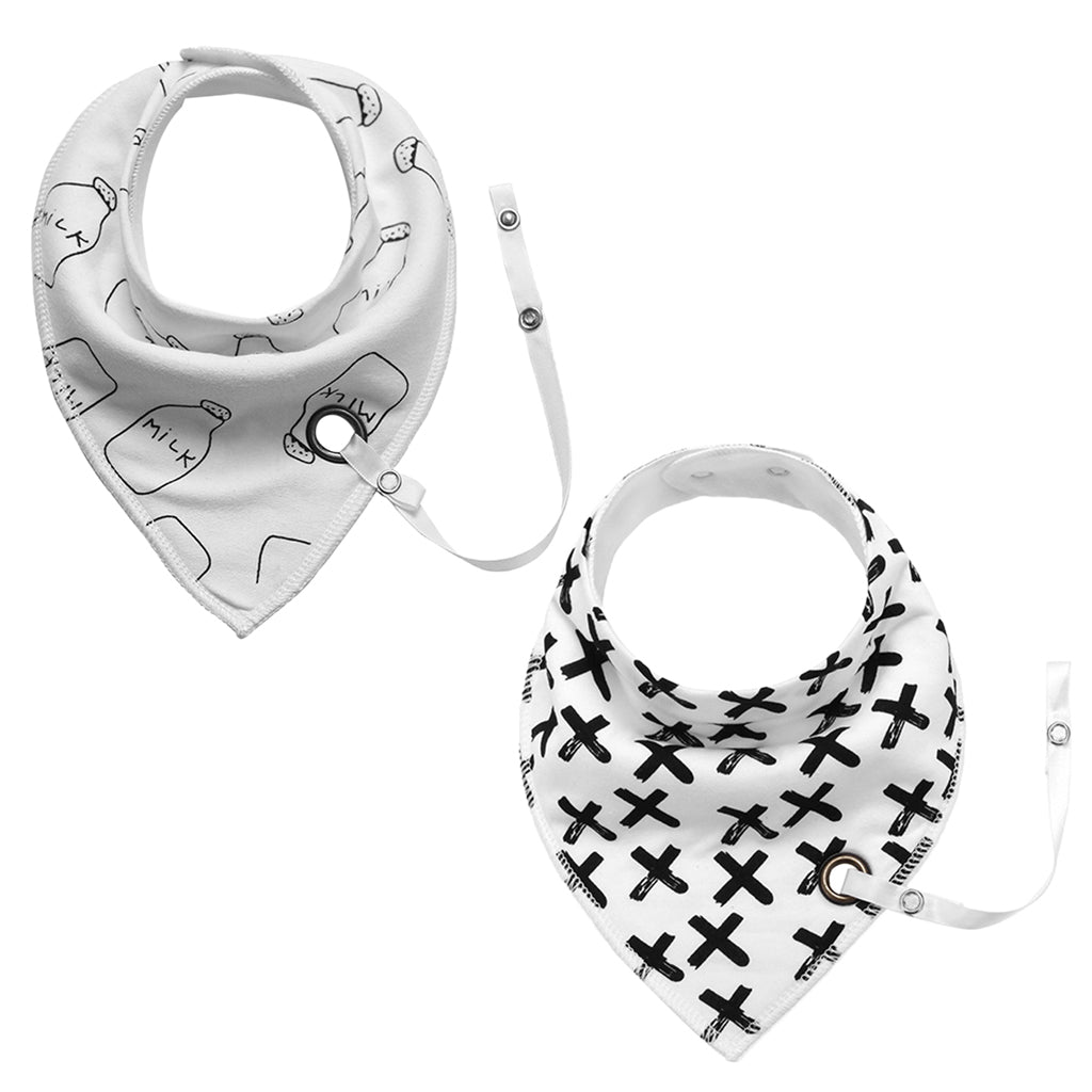 Baby Triangle Bandana Bib Saliva Towel Head Scarf & Pacifier Clip Style3