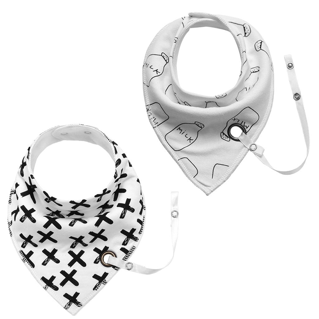 Baby Triangle Bandana Bib Saliva Towel Head Scarf & Pacifier Clip Style3