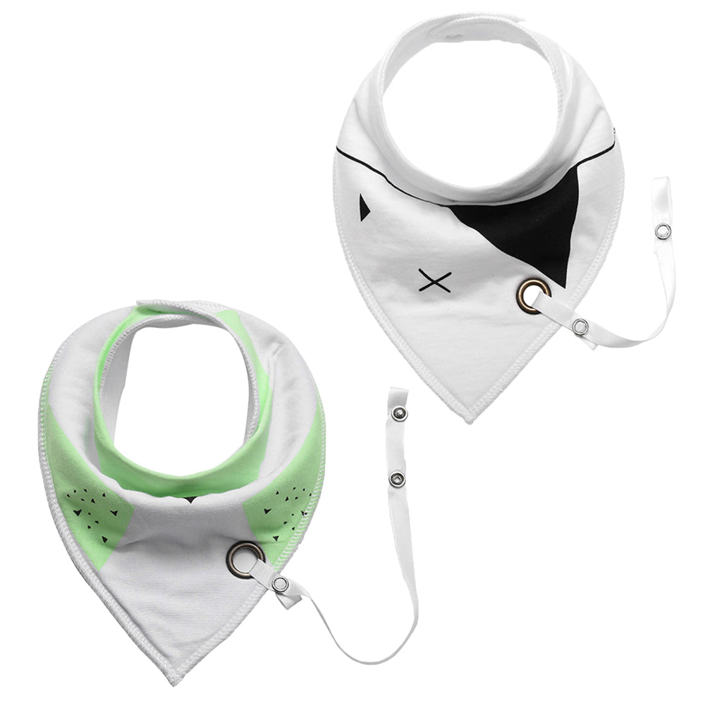 Baby Triangle Bandana Bib Saliva Towel Head Scarf & Pacifier Clip Style7