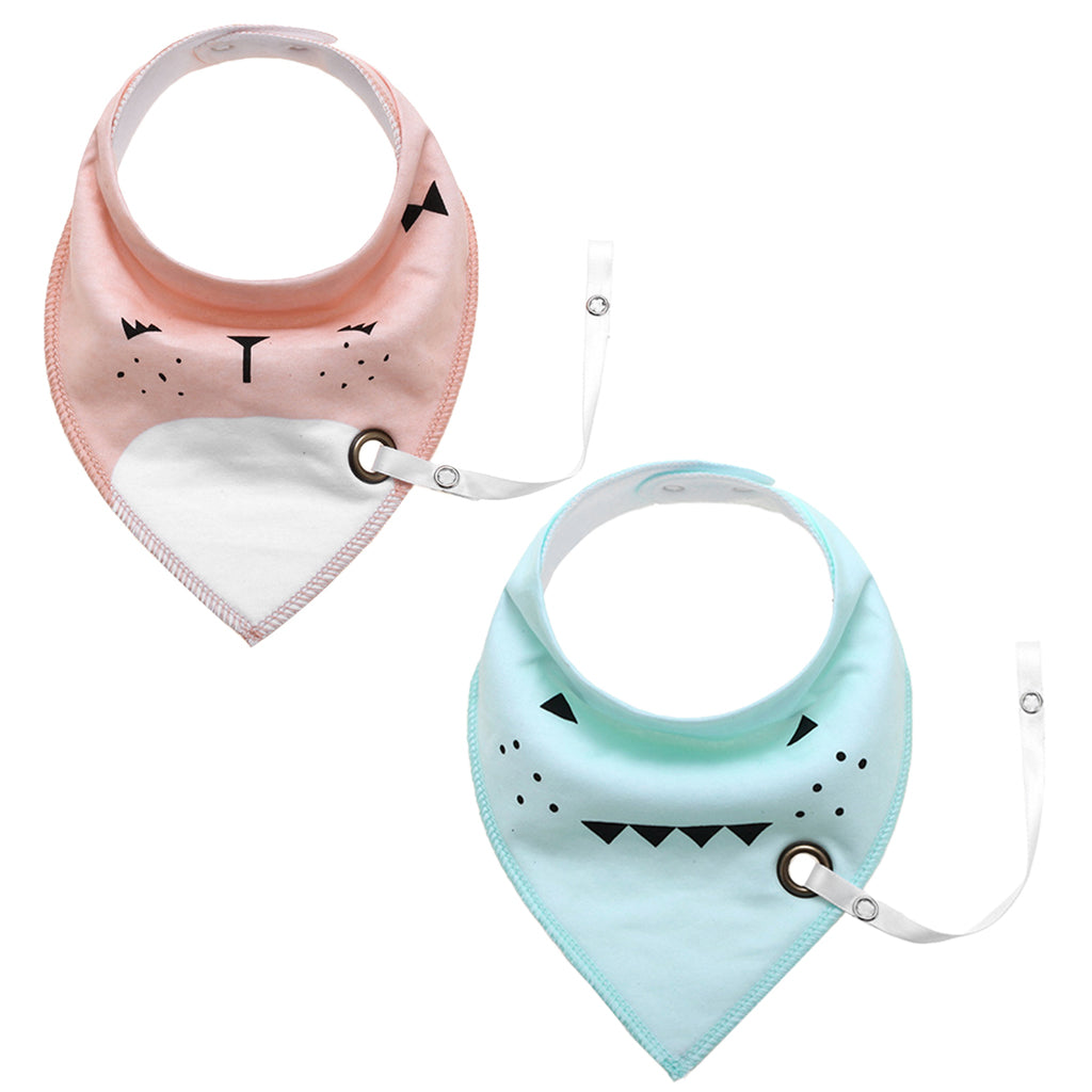 Baby Triangle Bandana Bib Saliva Towel Head Scarf & Pacifier Clip Style9