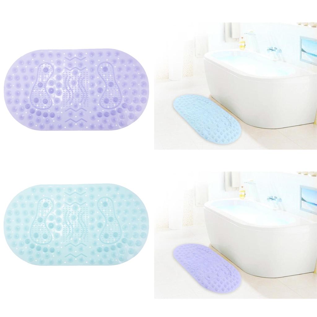 Antislip Bath Mat Shower Tub Mat With Suction Cups for Bathroom Light Blue