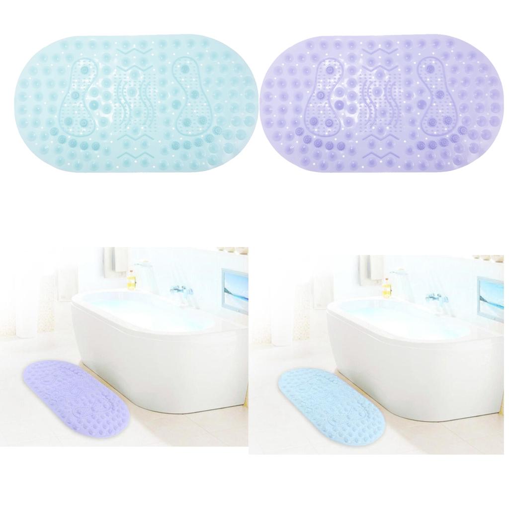 Antislip Bath Mat Shower Tub Mat With Suction Cups for Bathroom Light Blue