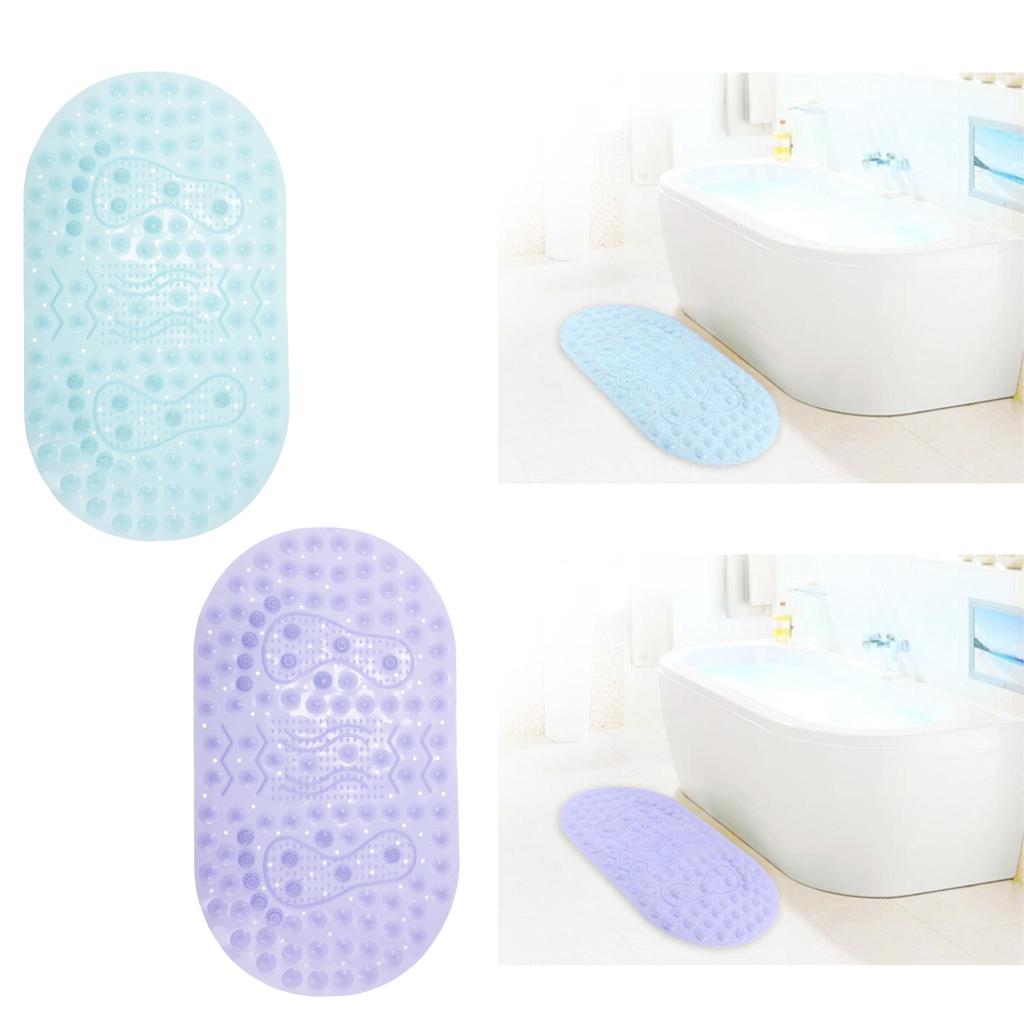 Antislip Bath Mat Shower Tub Mat With Suction Cups for Bathroom Light Blue