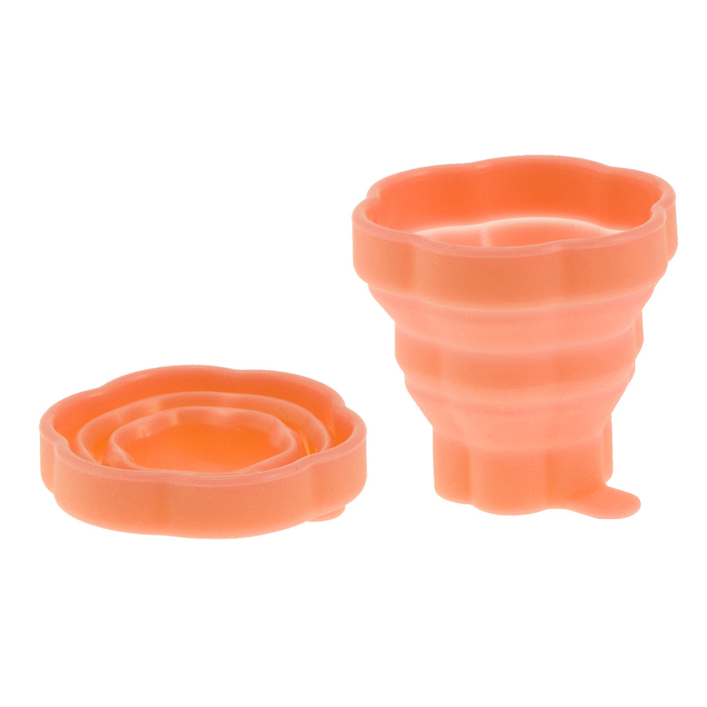 Portable Silicone Expandable Collapsible Travel Cup With Toothbrush Orange