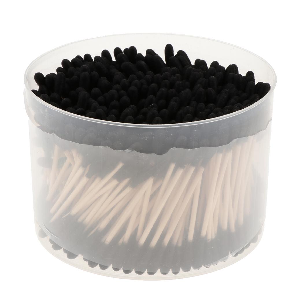 Double Heads Cotton Swabs, 500pcs, Black Color 3.0''