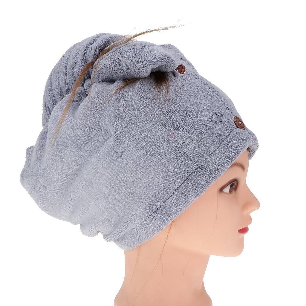 Microfiber Fast Drying Towel Turban Towel Wrap Bath Spa Head Cap Hat Blue