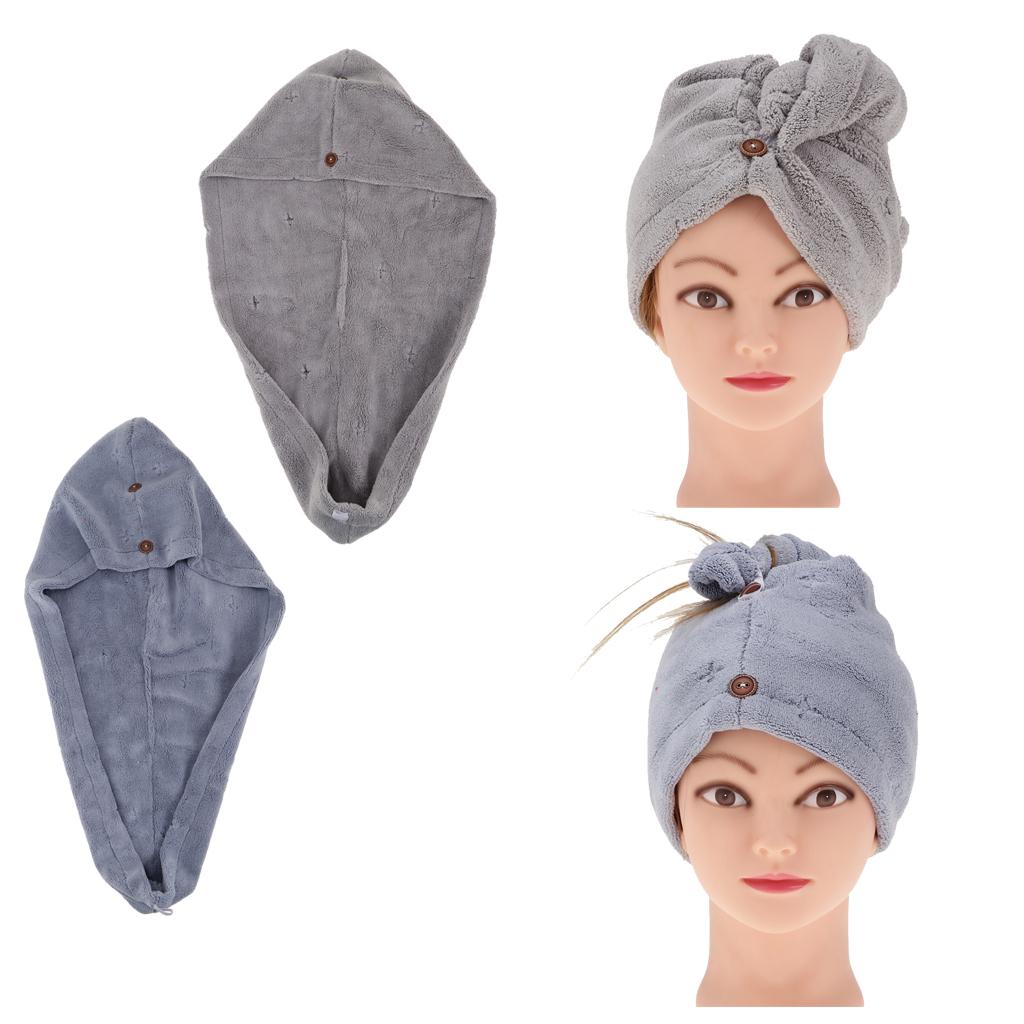 Microfiber Fast Drying Towel Turban Towel Wrap Bath Spa Head Cap Hat Blue