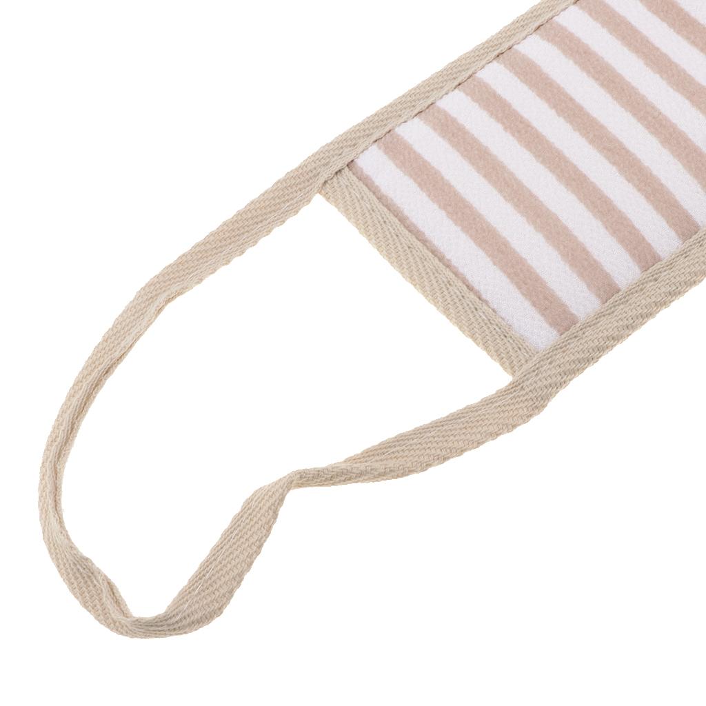 Long Striped Exfoliating Back Scrubber Loofah Sponge Shower Bath Towel Light Coffee