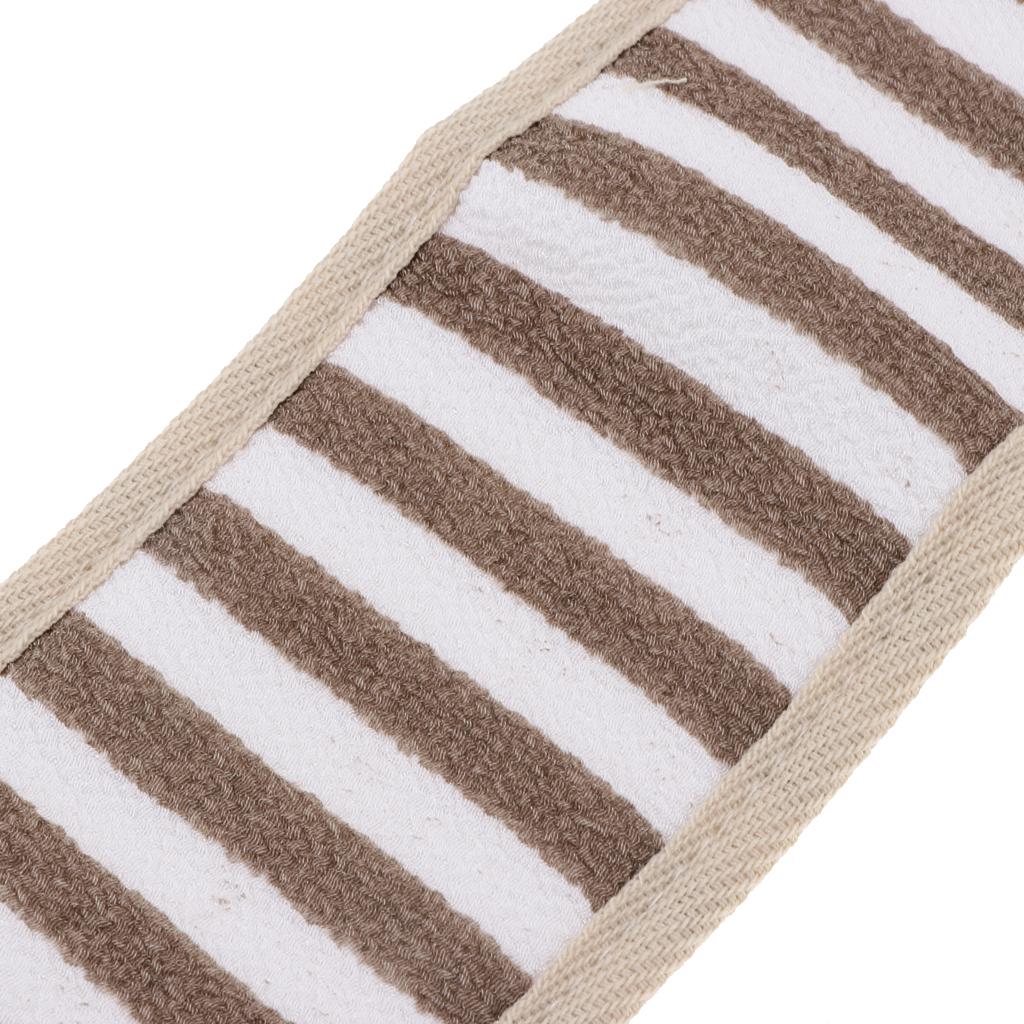 Long Striped Exfoliating Back Scrubber Loofah Sponge Shower Bath Towel Deep Brown