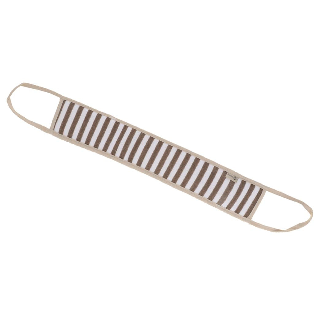 Long Striped Exfoliating Back Scrubber Loofah Sponge Shower Bath Towel Deep Brown