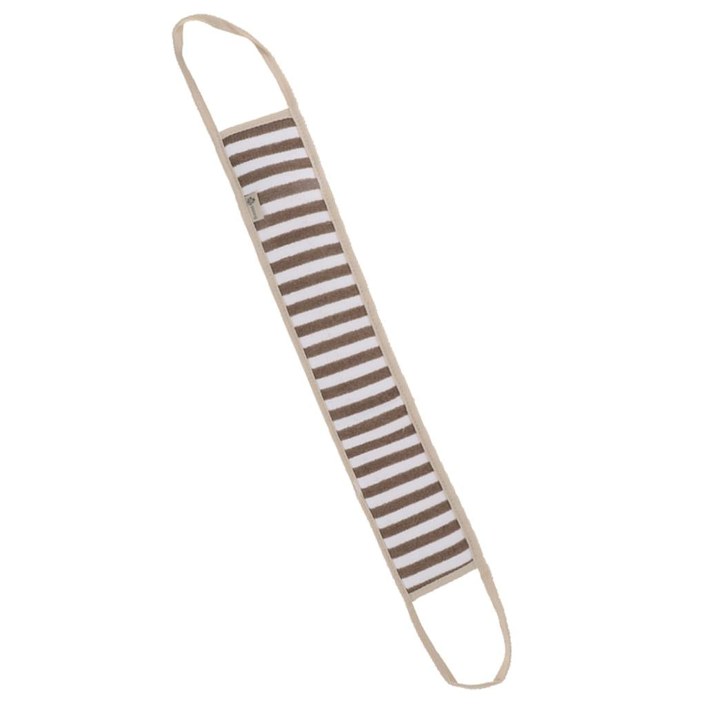 Long Striped Exfoliating Back Scrubber Loofah Sponge Shower Bath Towel Deep Brown